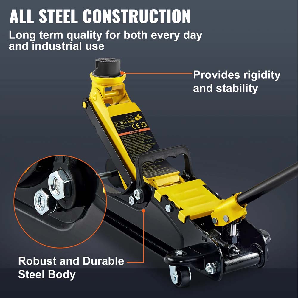 2.5T Floor Hydraulic Jack Pneumatic Low Profile Floor Jack Heavy-Duty Steel Racing Floor Jack with Single Piston Lift Pump