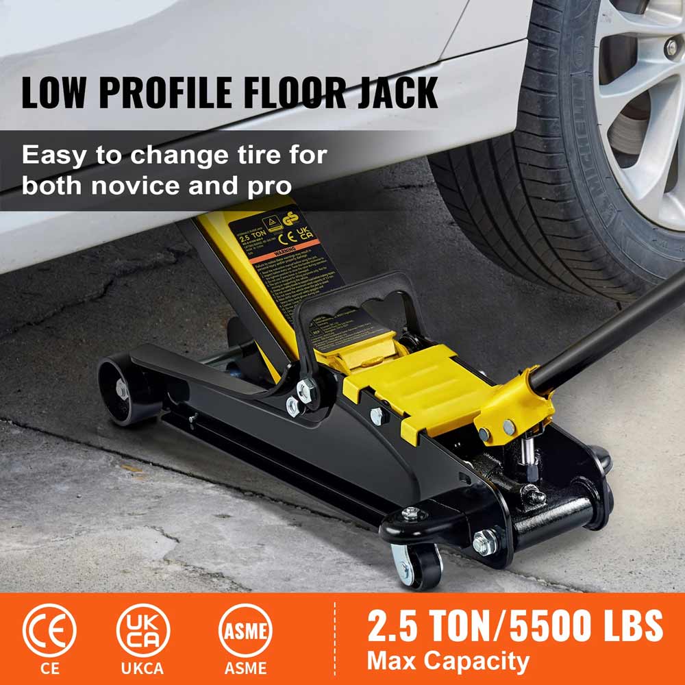 2.5T Floor Hydraulic Jack Pneumatic Low Profile Floor Jack Heavy-Duty Steel Racing Floor Jack with Single Piston Lift Pump