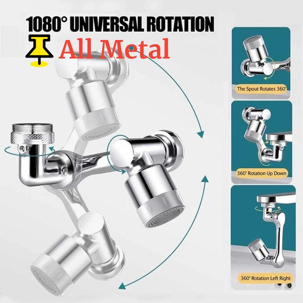 Tête de pulvérisation universelle en métal pour robinet, Extension de robinet, Rotation à 1440 °, Extension d'aérateur de robinet de cuisine, pulvérisateur d'évier à 1080 °