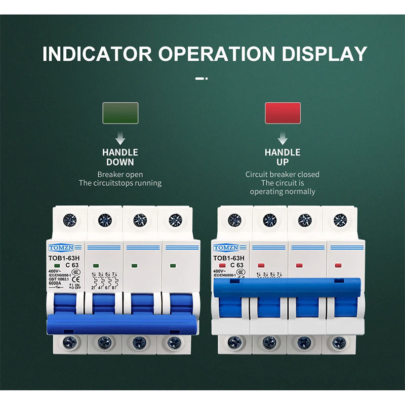 MCB C type 230/400V~ 50HZ/60HZ Mini Circuit breaker 3A 6A 10A 16A 20A 25A 32A 40A 50A 63A