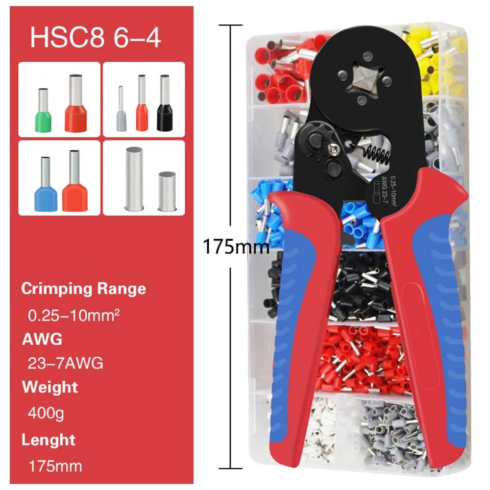 Crimpwerkzeuge Aderendhülsen Rohrklemmen Drahtcrimpzange Haushaltselektrik-Sets 1200-teiliges Klemmenset HSC8 6-4 6-6 16-6