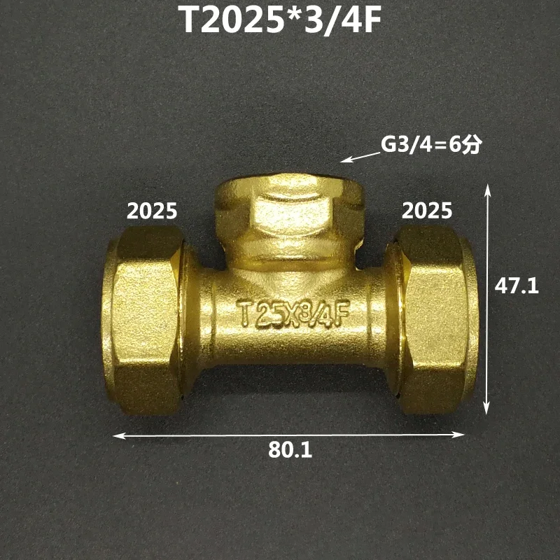 Crimp Tee for Multilayer Pipe 1216 1418 1620 2025 2632 PEX-AL-PEX 1/2" 3/4" 1" BSP Male Female Brass Tee Three-Way Pipe Fitting Connector Designed For Solar Floor Heating Systems