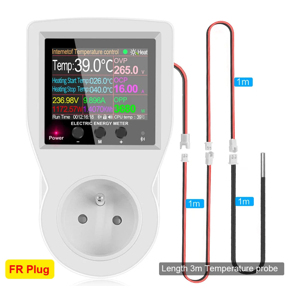 Thermostat numérique WIFI Tuya 16A AC220V, prise de courant, incubateur, contrôleur de température avec interrupteur de minuterie, refroidissement et chauffage, capteur NTC 3M