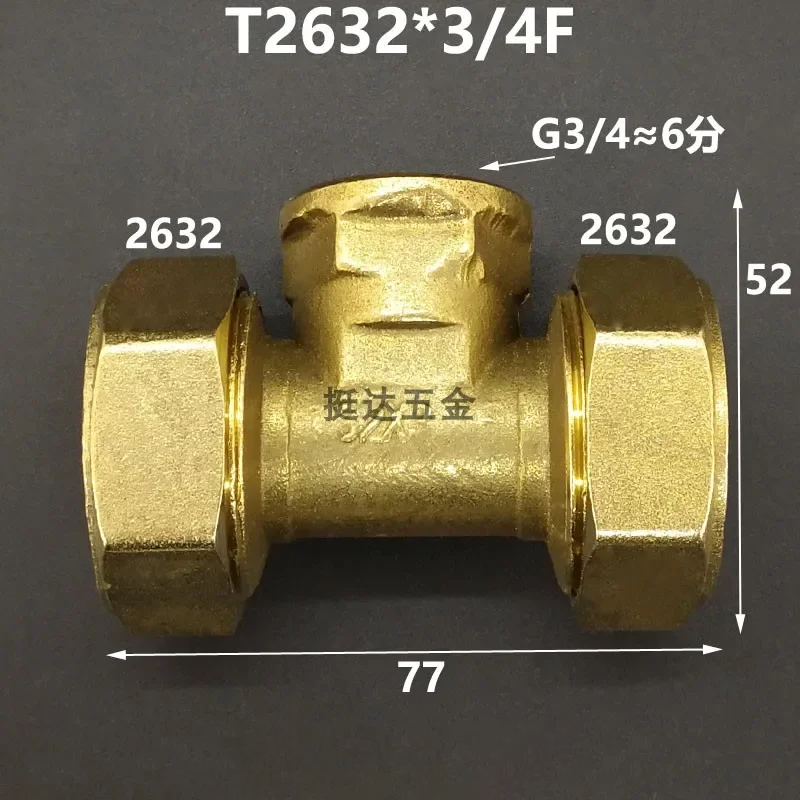 Crimp Tee for Multilayer Pipe 1216 1418 1620 2025 2632 PEX-AL-PEX 1/2" 3/4" 1" BSP Male Female Brass Tee Three-Way Pipe Fitting Connector Designed For Solar Floor Heating Systems