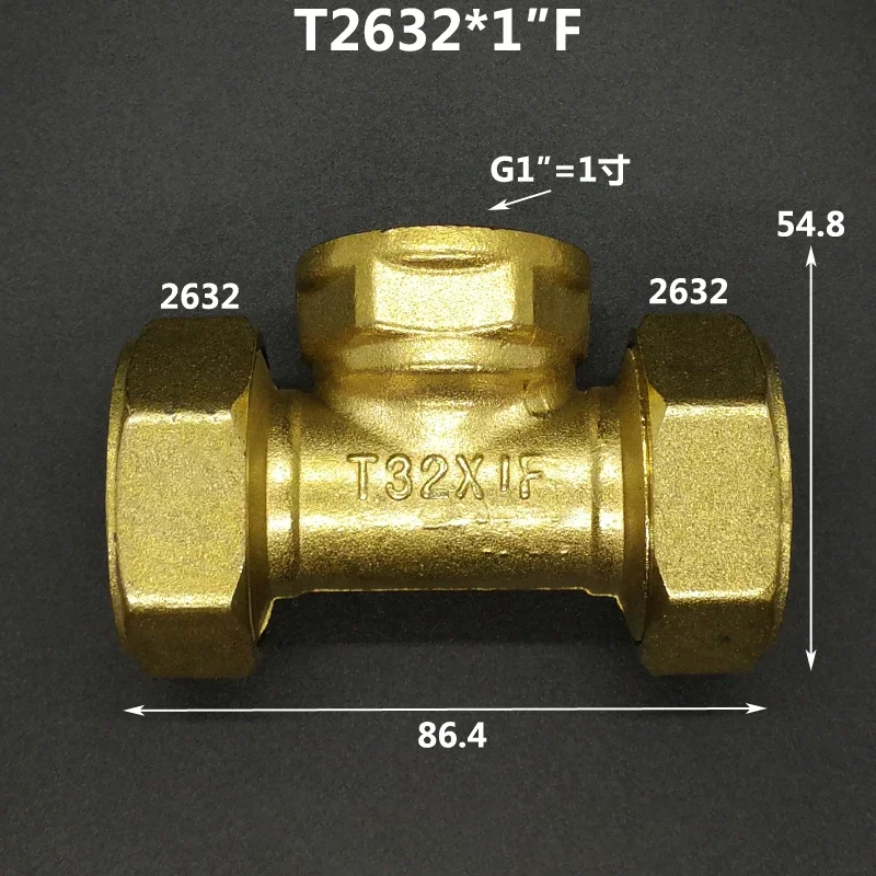 Crimp-T-Stück für Mehrschichtrohr 1216 1418 1620 2025 2632 PEX-AL-PEX 1/2 Zoll 3/4 Zoll 1 Zoll BSP männlich weiblich Messing-T-Stück Dreiwege-Rohrverschraubung Anschlussstück Entwickelt für Solar-Fußbodenheizungssysteme