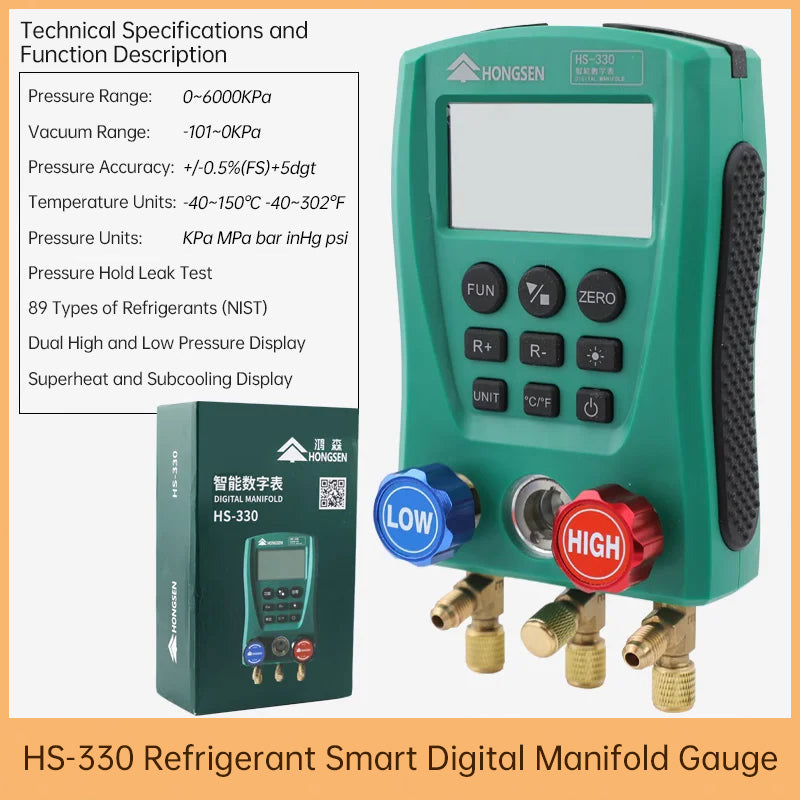 HS-330 Refrigeration Vacuum Gauge Digital Mainfold HVAC Air Conditoner Vacuum pressure Temperature Meter Tester