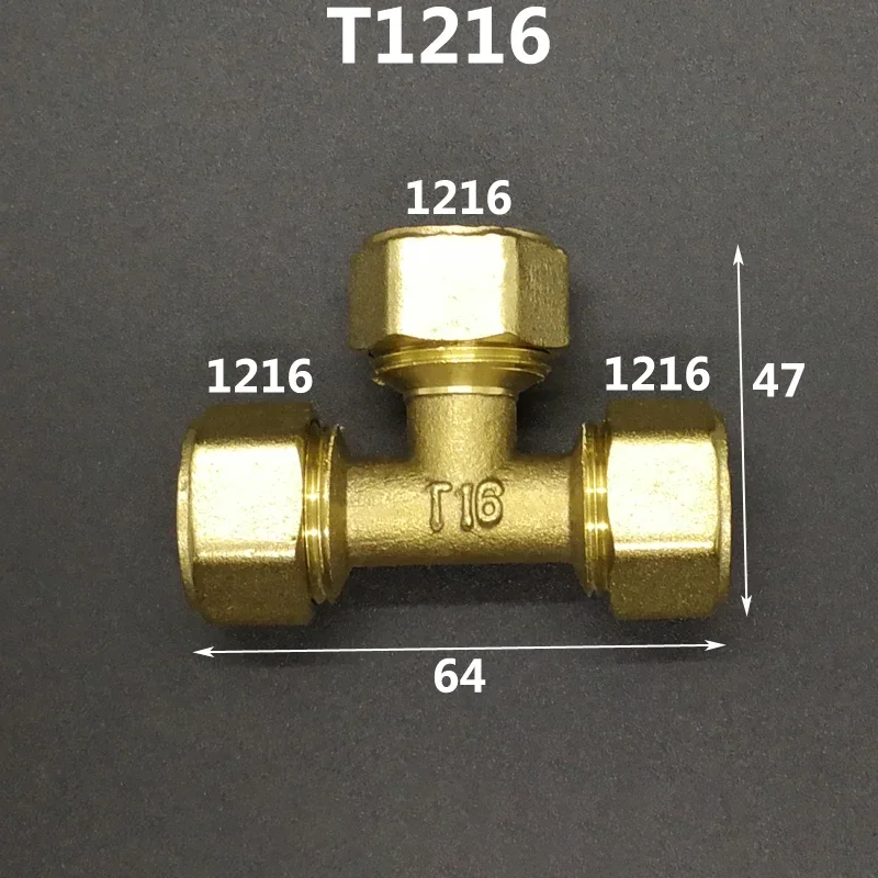 Crimp Tee for Multilayer Pipe 1216 1418 1620 2025 2632 PEX-AL-PEX 1/2" 3/4" 1" BSP Male Female Brass Tee Three-Way Pipe Fitting Connector Designed For Solar Floor Heating Systems