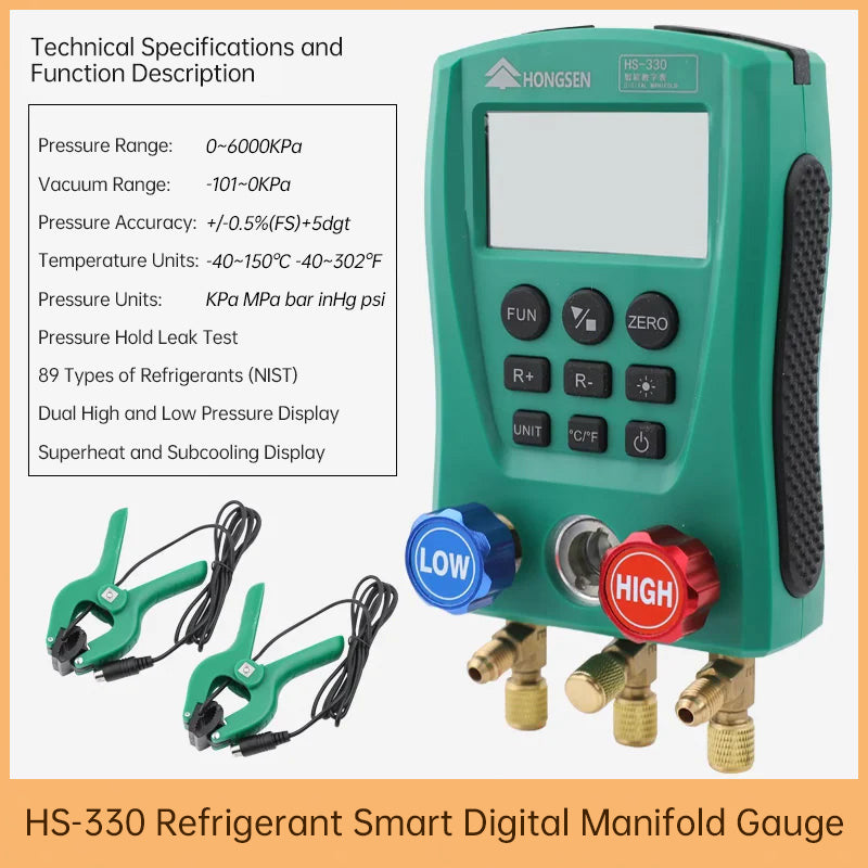 HS-330 Refrigeration Vacuum Gauge Digital Mainfold HVAC Air Conditoner Vacuum pressure Temperature Meter Tester