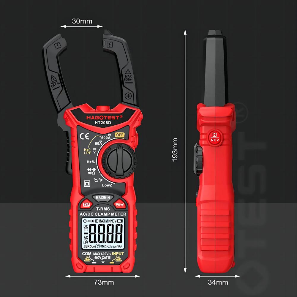 HT206: Pinza Amperometrica Digitale AC per Misurazioni Precise e Sicure