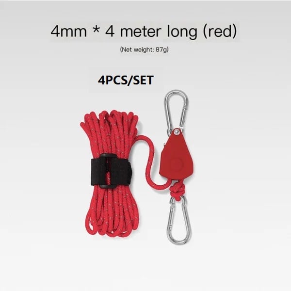 Corde de camping réglable avec boucle de fixation – Poulie tendeur de tente 4/5 m