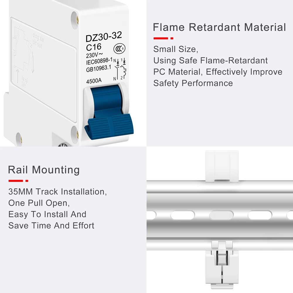 DPN 1P+N Mini Circuit Breaker MCB 6A10A 16A 20A 25A 32A Din Rail Mounting Miniature Household Air Switch