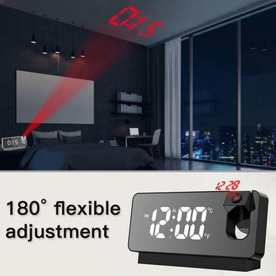180° Rotation LED Projection Alarm Clock with USB and Ceiling Projector