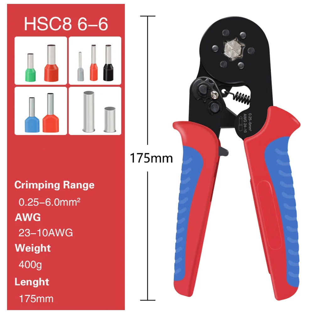 Pince à sertir pour fil de Terminal tubulaire, outils de sertissage, manchons de virole, ensembles électriques ménagers, 1200 pièces, terminal HSC8 6-4 6-6 16-6