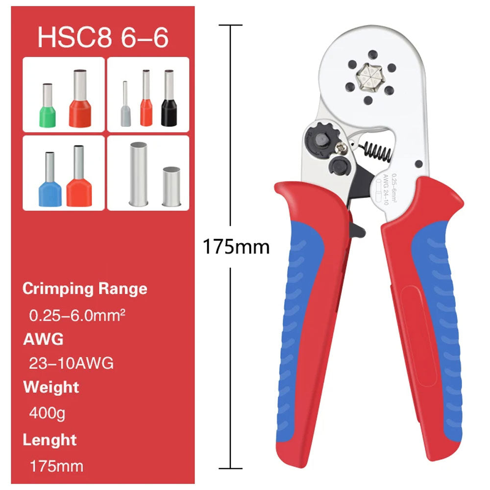 Pince à sertir pour fil de Terminal tubulaire, outils de sertissage, manchons de virole, ensembles électriques ménagers, 1200 pièces, terminal HSC8 6-4 6-6 16-6