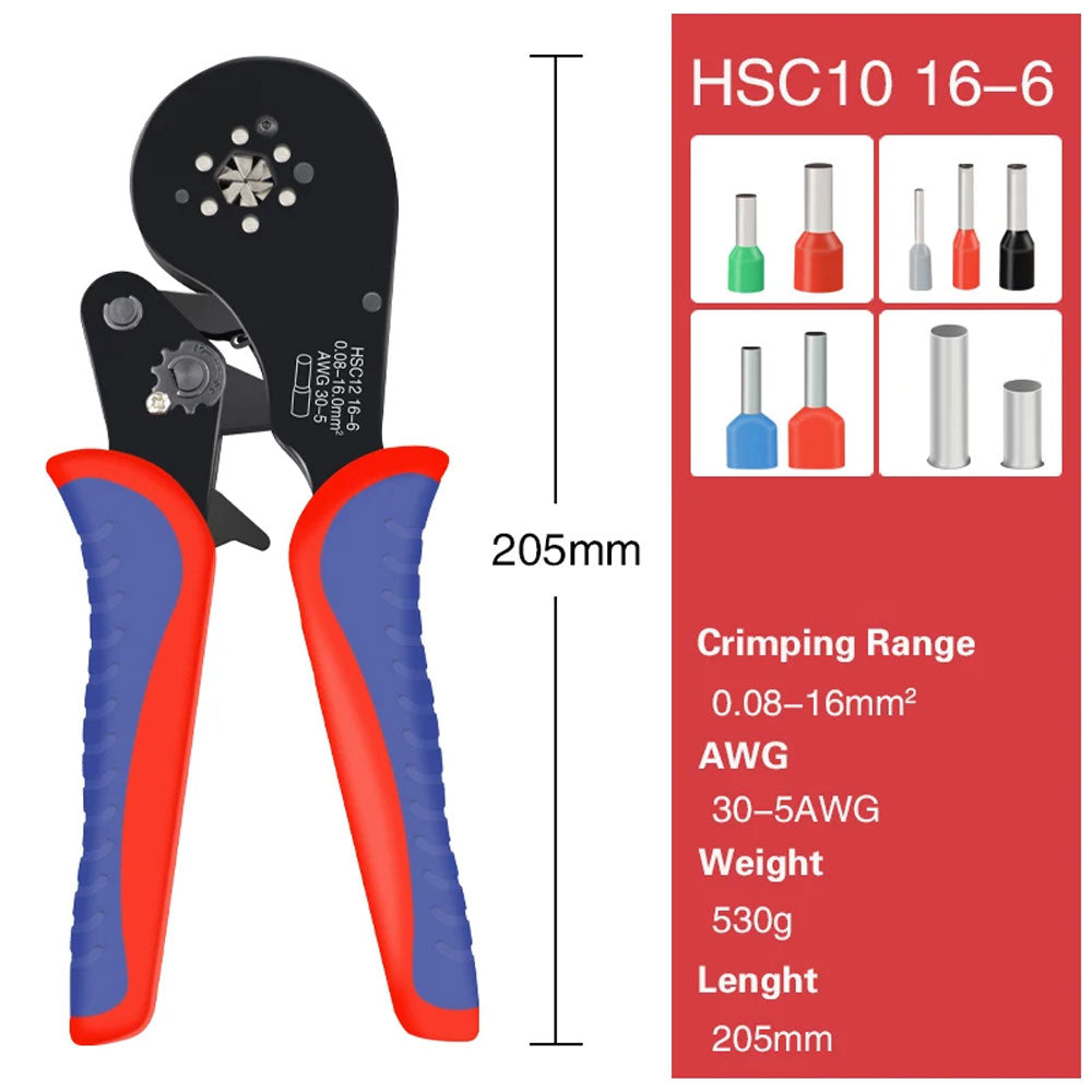 Crimping Tools Ferrule Sleeves Tubular Terminal Wire Crimper Pliers Household Electrical Sets 1200pcs terminal HSC8 6-4 6-6 16-6