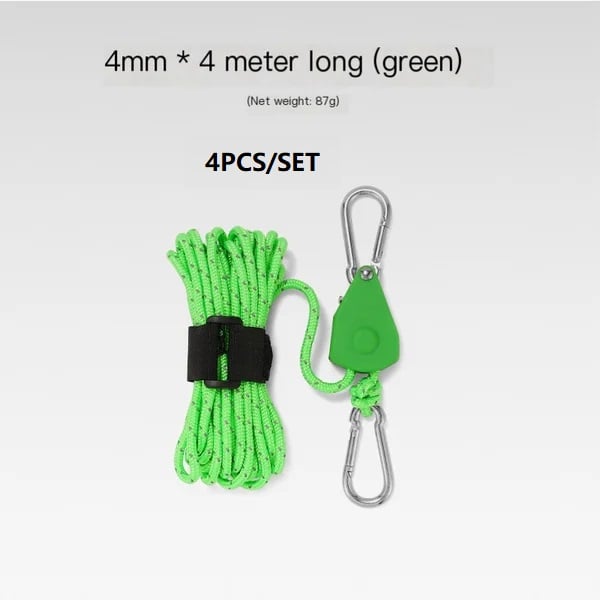 Corde de camping réglable avec boucle de fixation – Poulie tendeur de tente 4/5 m