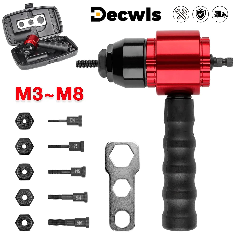 Industrial Grade DIY Electric Rivet Nut Gun Converter for M3 M4 M5 M6 M8 Nut Riveting