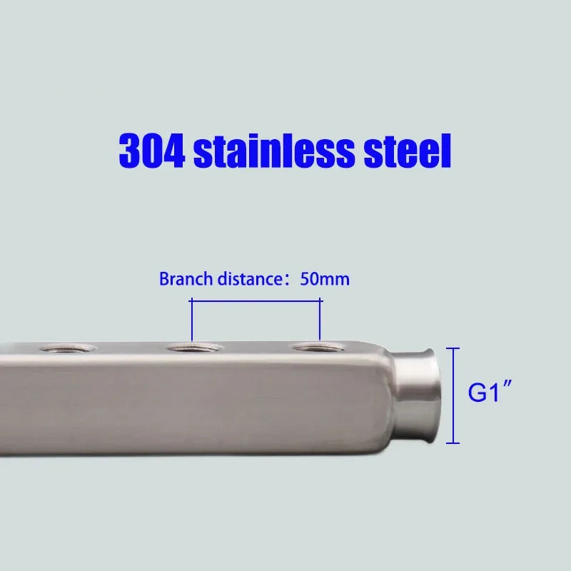 Stainless Steel Underfloor Heating Manifold Distributor (2-12 Ways, 50mm)