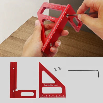 3D Precision Aluminum Alloy Miter Triangle Ruler 45°/90° Woodworking Protractor