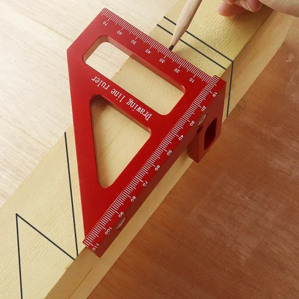 Règle triangulaire à onglet en alliage d'aluminium de précision 3D, rapporteur pour le travail du bois, 45 °/90 °