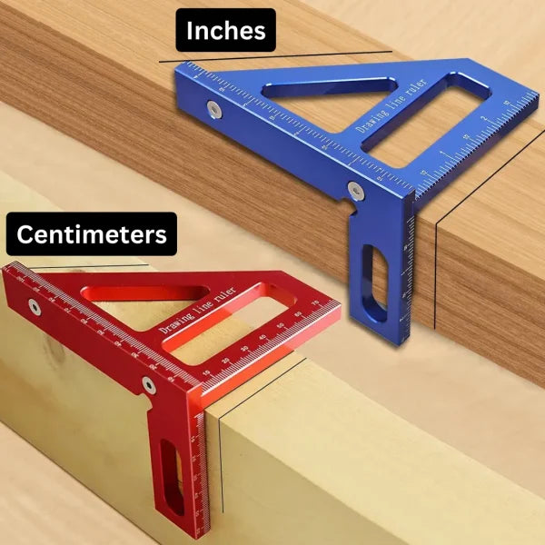 3D Präzisions-Gehrungsdreieck aus Aluminiumlegierung, Lineal, 45 °/90 °, Winkelmesser für die Holzbearbeitung