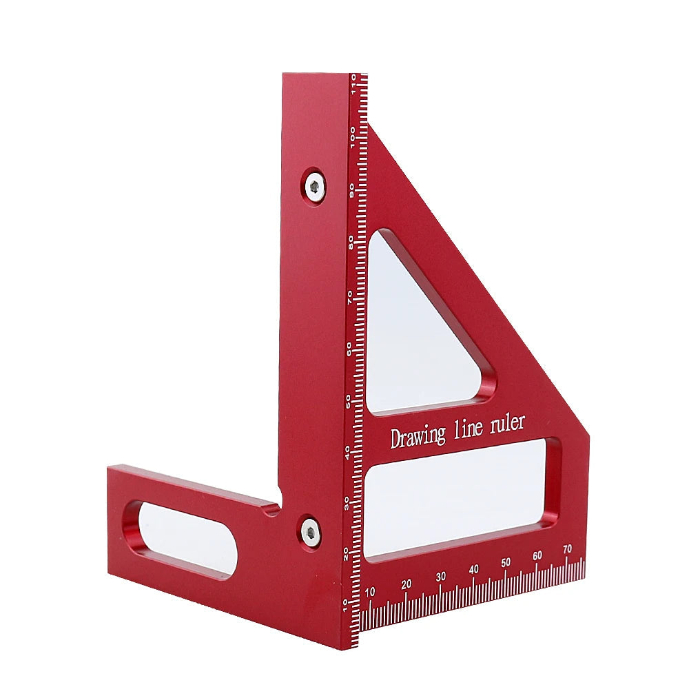 Règle triangulaire à onglet en alliage d'aluminium de précision 3D, rapporteur pour le travail du bois, 45 °/90 °