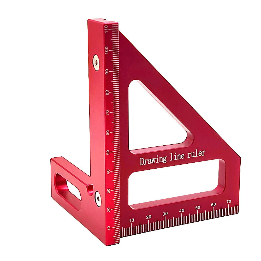 3D Präzisions-Gehrungsdreieck aus Aluminiumlegierung, Lineal, 45 °/90 °, Winkelmesser für die Holzbearbeitung