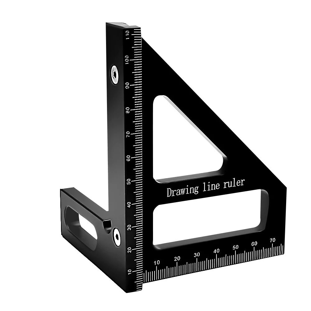 Règle triangulaire à onglet en alliage d'aluminium de précision 3D, rapporteur pour le travail du bois, 45 °/90 °