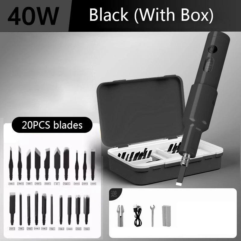 40W Electric Carving Knife Set with 20 Blades for Furniture and Root Wood Carving