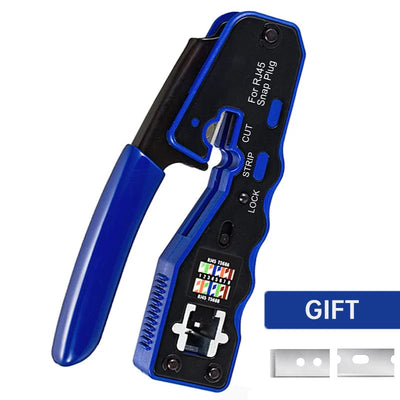 RJ45 Pass Through Crimp Tool for Cat6a/Cat6/Cat5/Cat5e Ethernet 8P8C Modular Connectors