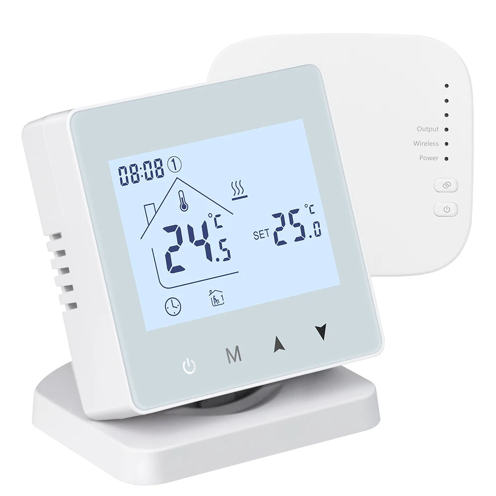 WiFi Smart Wireless Thermostat for Gas Boilers - Touchscreen Temperature Controller with Battery Power