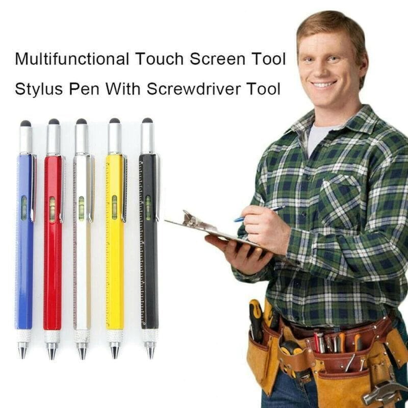 6-in-1 Multifunctional Metal Pen with Ruler, Screwdriver, Stylus, Level & Ballpoint