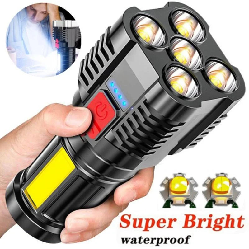 USB Rechargeable LED Spotlight: Waterproof Super Bright Flashlight with 4 Modes