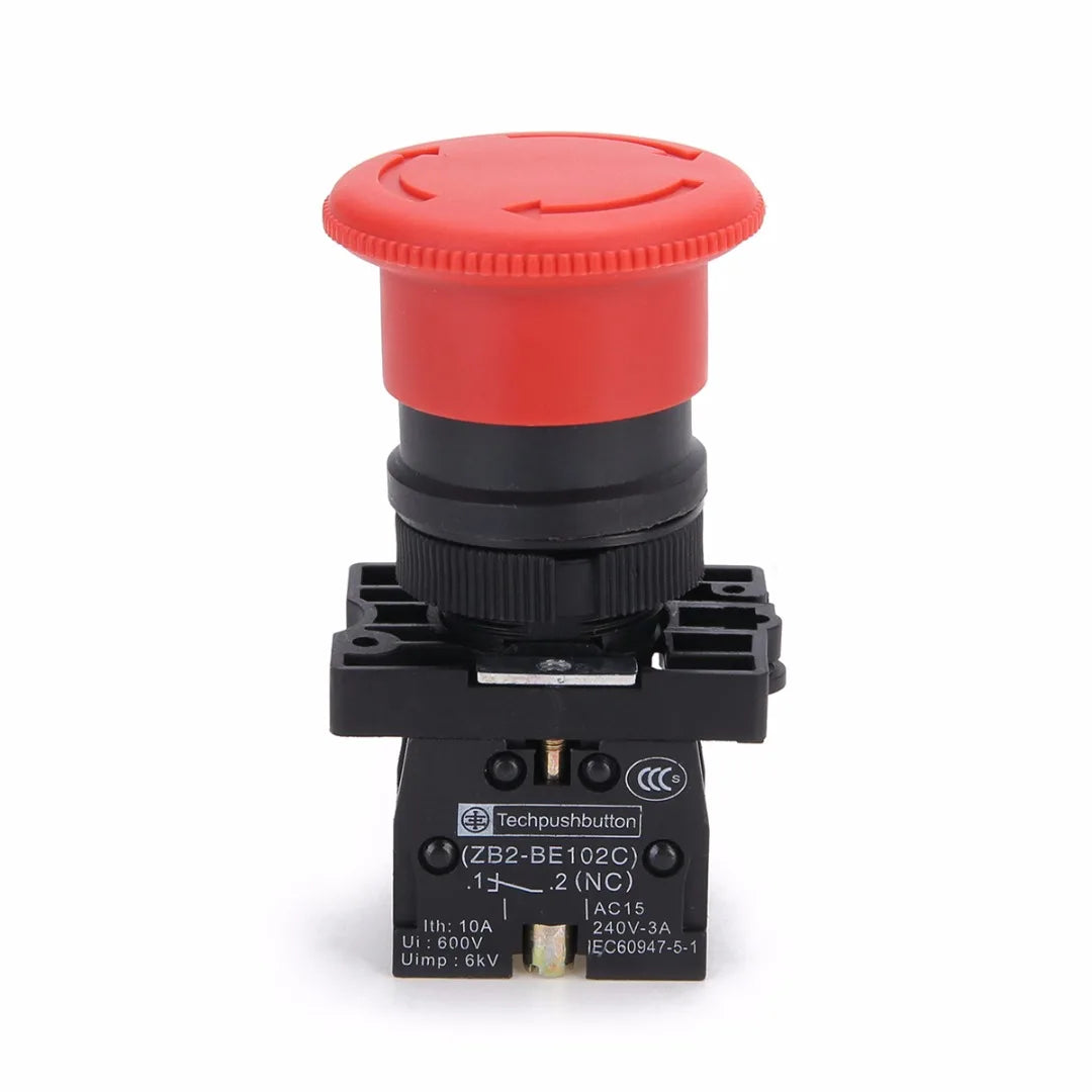 220V 10A Red NC Emergency Stop Mushroom Push button switch Control electrical starter switch