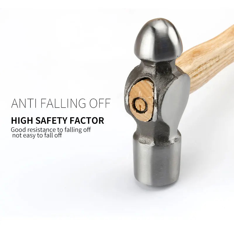 High-Carbon Steel Ball Pein Hammer with Wood Handle - 0.5P to 3P Sizes