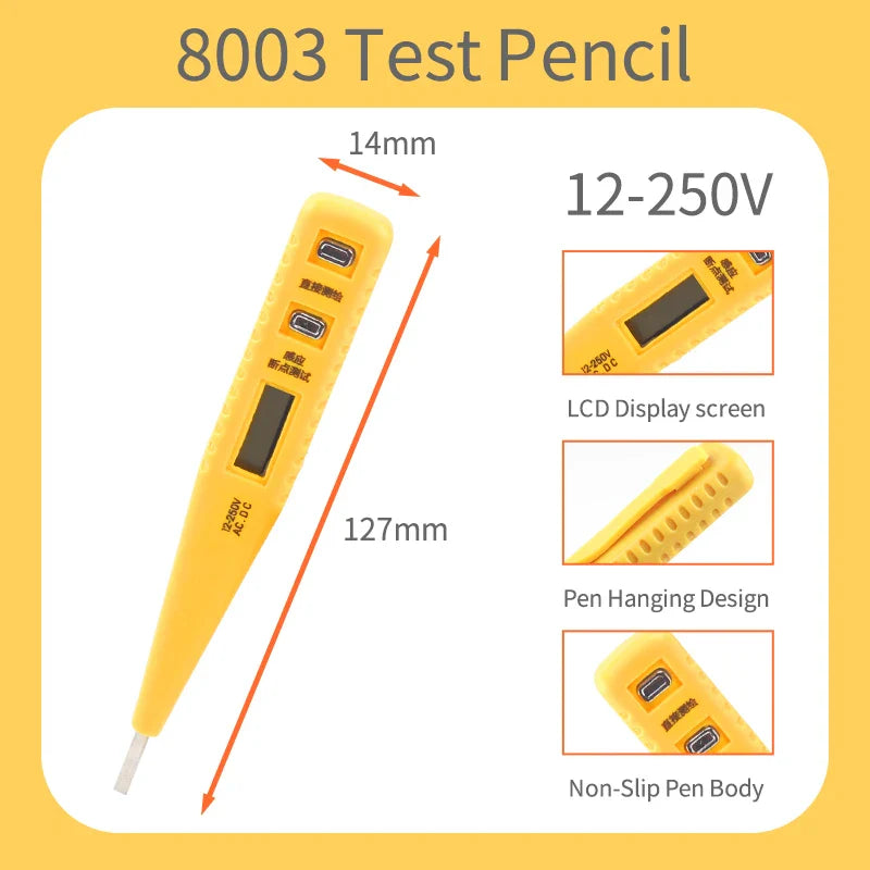 Electric Voltage Tester Screwdriver with Digital Display for AC/DC 12-250V Circuits