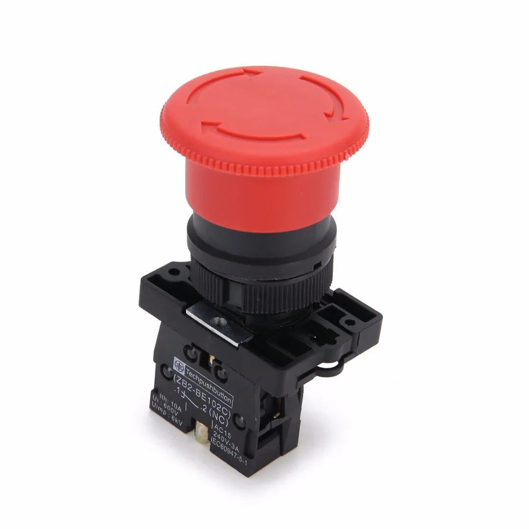 220V 10A Red NC Emergency Stop Mushroom Push button switch Control electrical starter switch