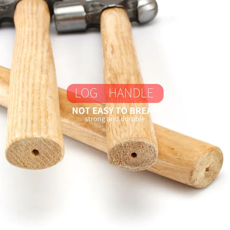 High-Carbon Steel Ball Pein Hammer with Wood Handle - 0.5P to 3P Sizes