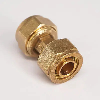 Equal crimp sleeve for Multilayer pipe 12x16mm IDxOD PEX-AL-PEX Tube Straight Brass Compression Pipe Fitting Connector Specifically Designed for Floor Heating Applications