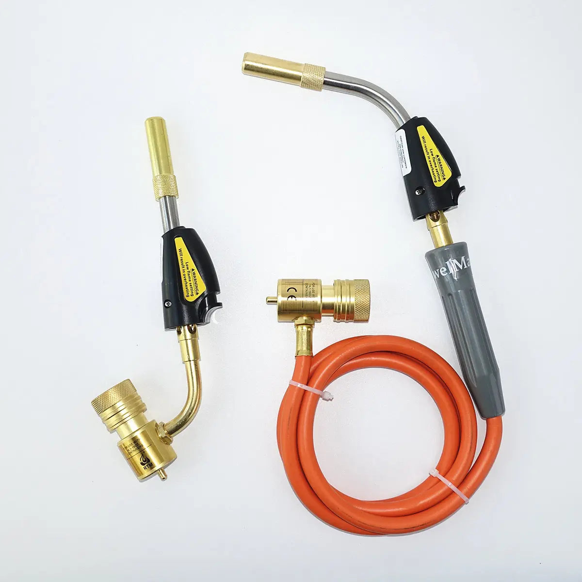 Mapp Gas Welding Torch with 1.5m Hose, Piezo Ignition, CGA600 Connection - Ideal for Brazing, BBQ, HVAC, Plumbing, and Heating.