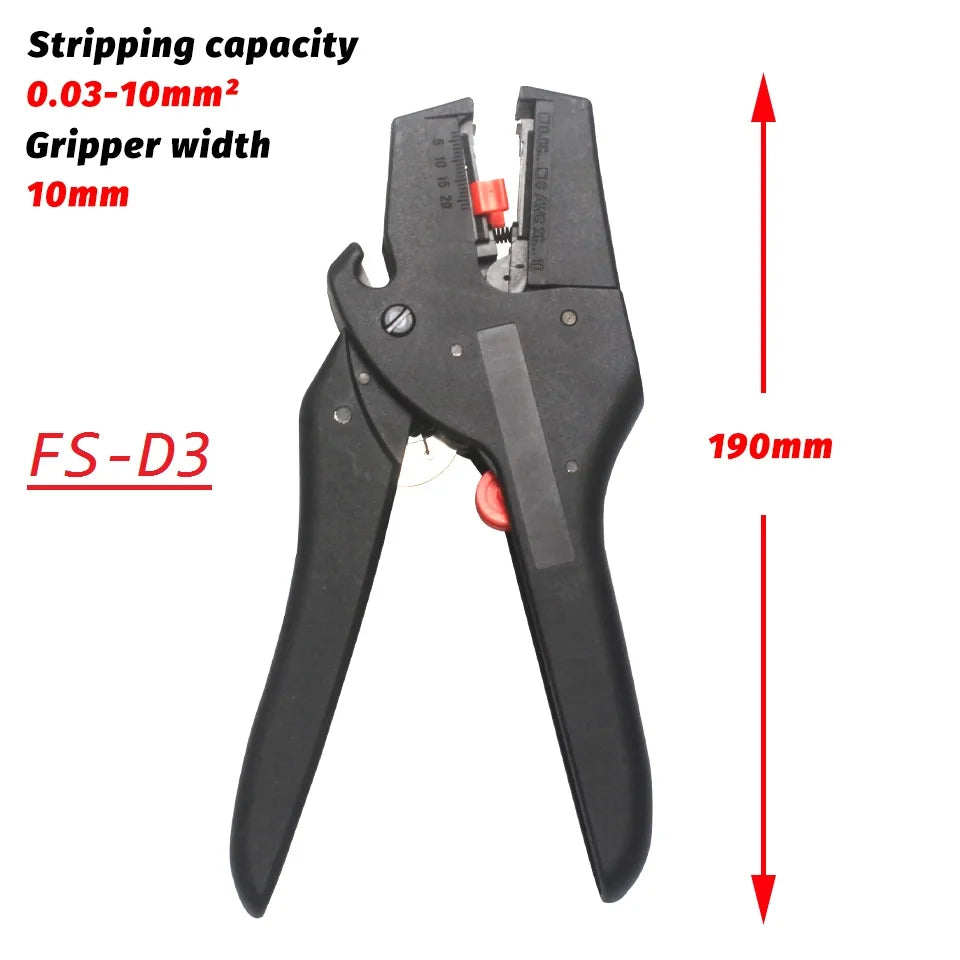 FSE FS-D3 Self-Adjusting Wire Stripper Pliers - 0.03-10mm Cable Cutter