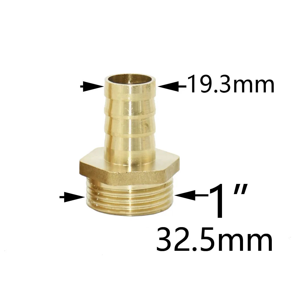 1" Brass Male Thread to Hose Barb Connector: Water Pipe Fittings for 16/19/25/32mm Hoses