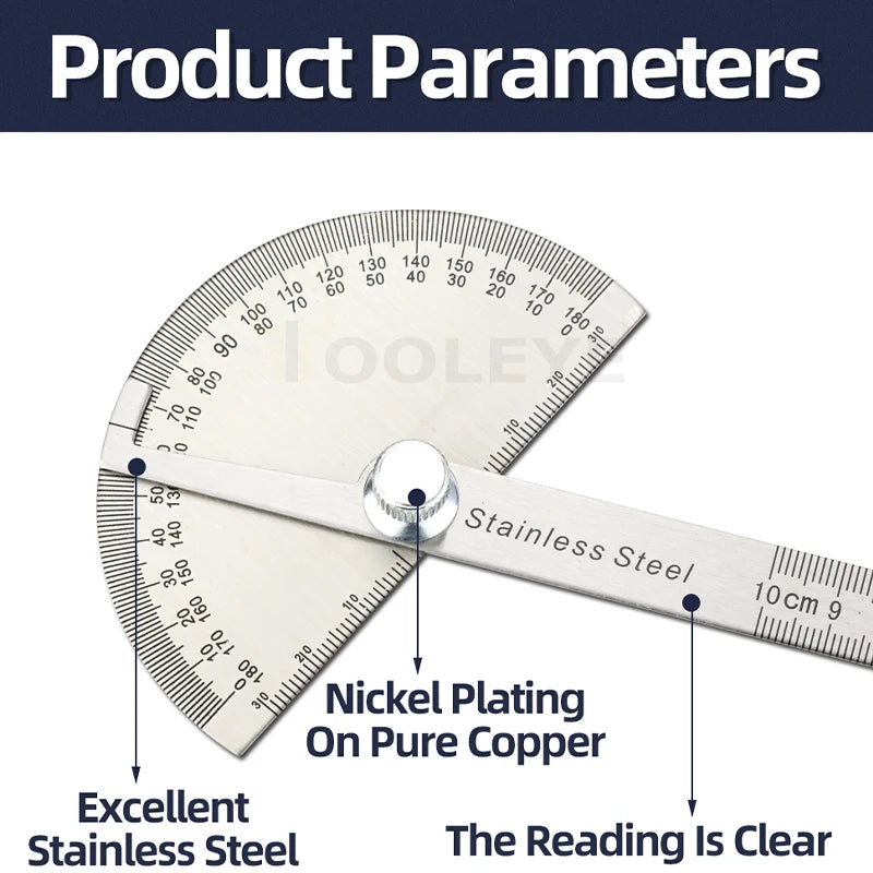 180° Stainless Steel Angle Finder: Precision Protractor Tool