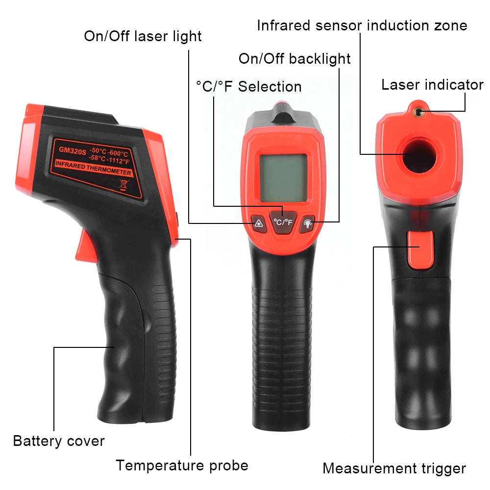 Berührungsloses Infrarot-Thermometer mit LCD-Display und Laserpointer