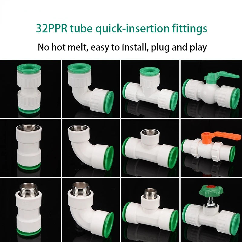 1 Inch 32PPR Pipe Connector: Quick Elbow Tee Fittings for Cold and Hot Water Systems