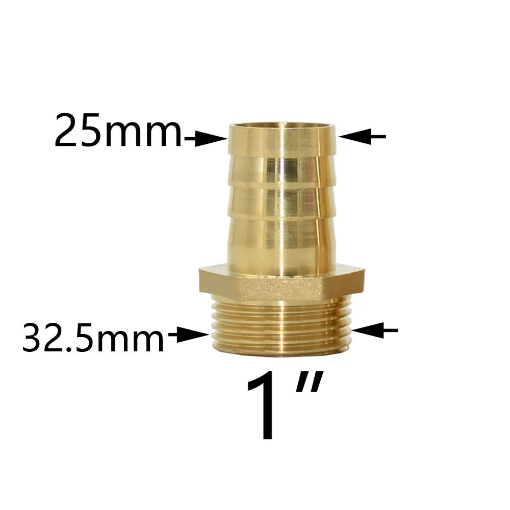 1" Brass Male Thread to Hose Barb Connector: Water Pipe Fittings for 16/19/25/32mm Hoses