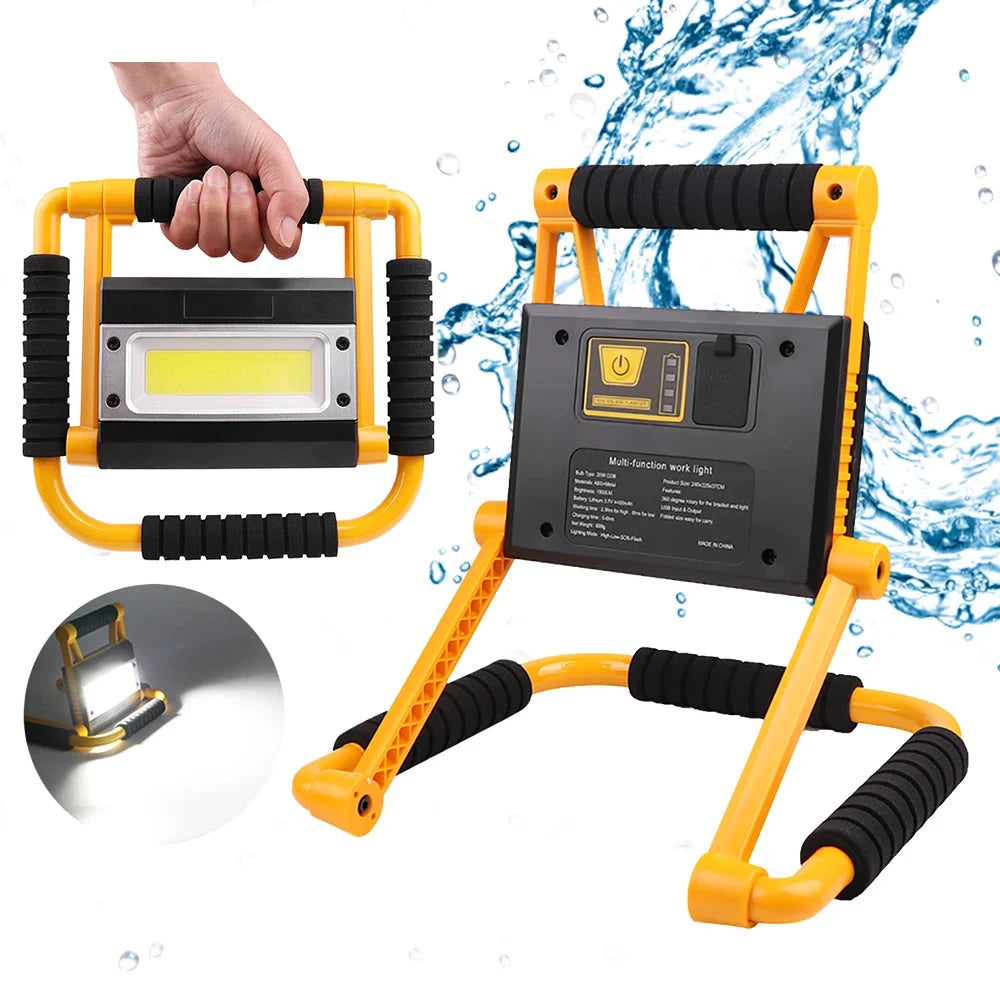 300W COB Work Light: Rechargeable Waterproof Spotlight for Industrial and Home Use