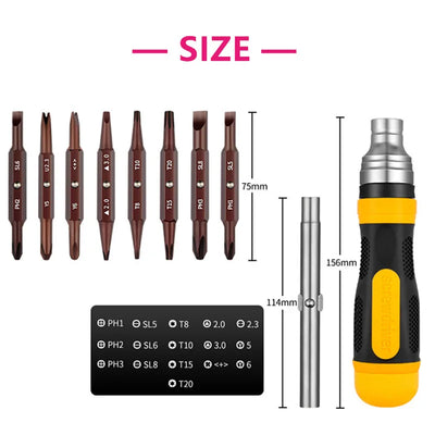 19 in 1 Multi-Function Two-Way Ratchet Screwdriver Set