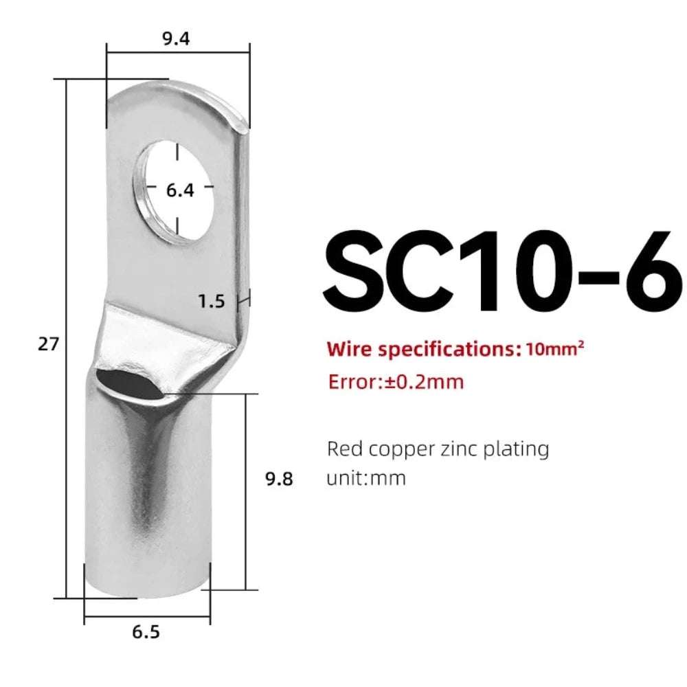 10 STÜCKE SC Typ Draht Nase Terminal SC16 SC25 SC35 16-35 mm² Crimp Draht Nase Terminal Kabel Stecker Verzinnt Kabelschuh 6-2AWG