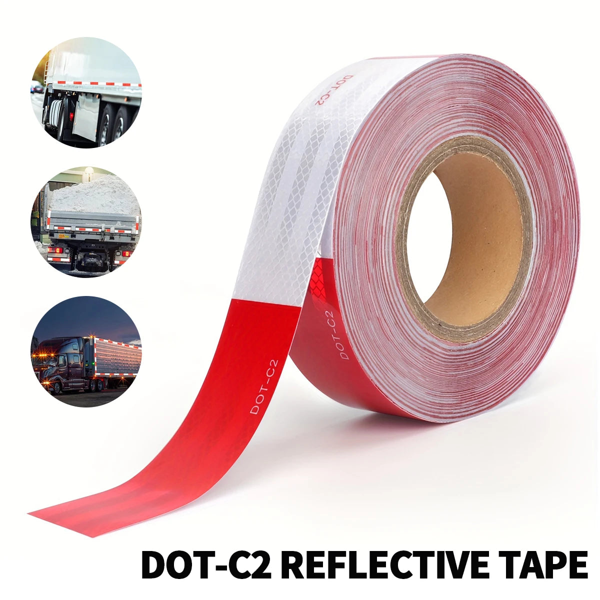 DOT-C2 Truck Reflective Safety Tape Red White Conspicuity Safety Warning Reflectors Film Waterproof Adhesive Sticker For Vehicle